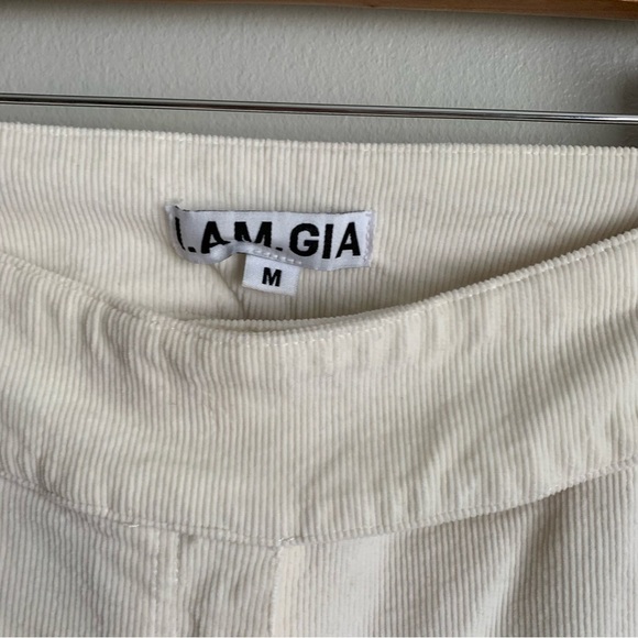 I. AM. GIA Kayla Cutout Straight Leg Pant cream corduroy size medium - Picture 7 of 9